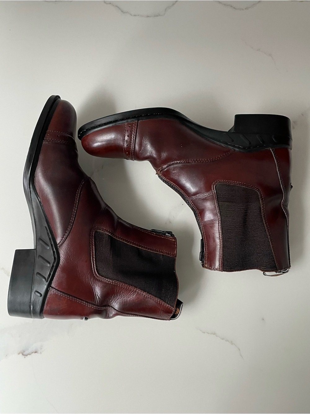 Vintage Ariat Oxblood Red Leather Front Zip Paddock Riding Boots, Size 9.5/40.5